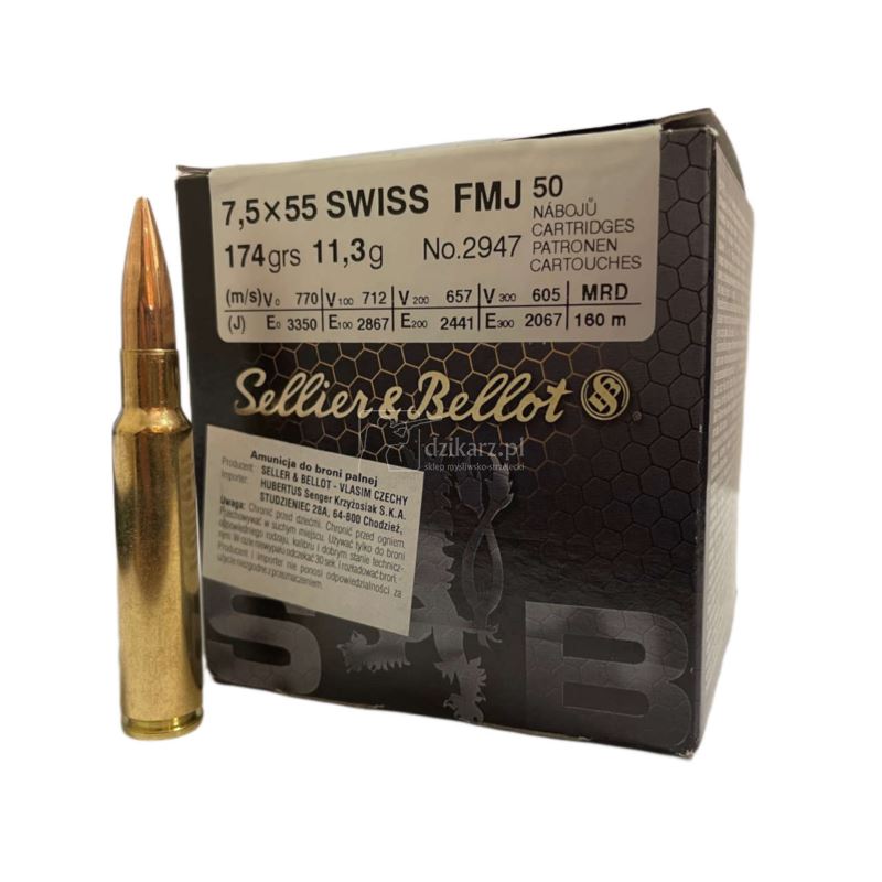 Amunicja S&B 7.5x55 Swiss FMJ 11,3g/174gr