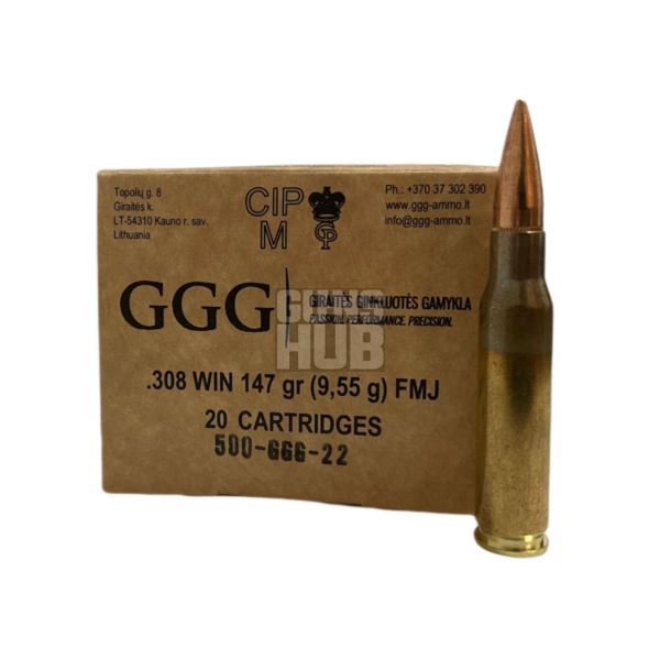 Amunicja GGG 308 Win. FMJ 9,55g/147 gr