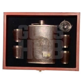 Piersiówka Koyan + 4 kieliszki Pudłeko Drewniane