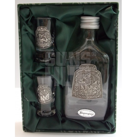 Piersiówka Hunting 2 kieliszki 77C