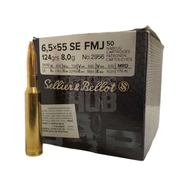 Amunicja S&B 6,5x55 SE FMJ Training 8,0g/124gr